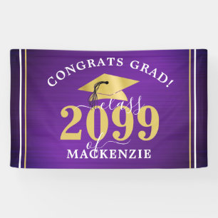 Elegant Graduation Metallic Purple Gold Class Year Banner