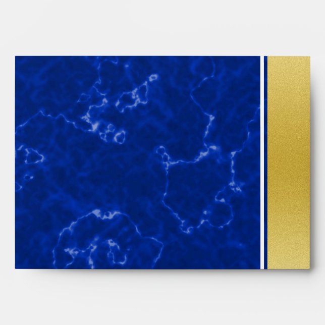 Elegant Graduation Monogram Blue Marble Gold Foil Envelope (Front)