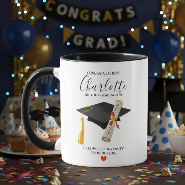 Elegant Graduation Name Diploma Mug Design (Creator Uploaded)