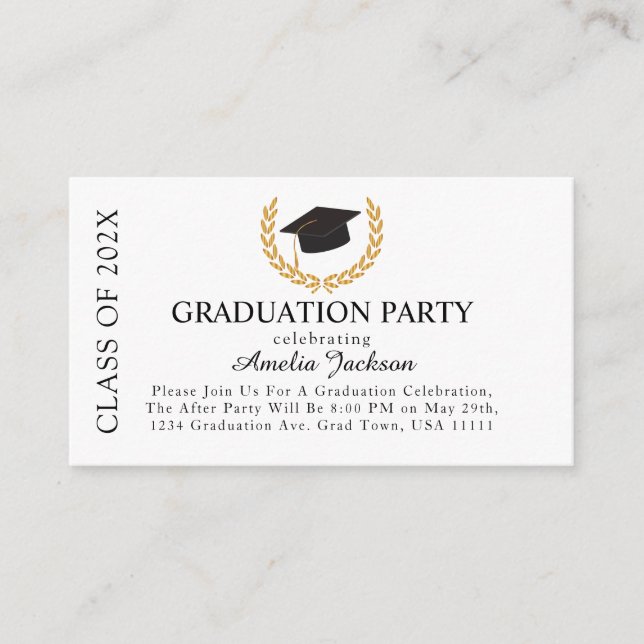 Elegant Graduation Party Announcement Insert Cards (Front)