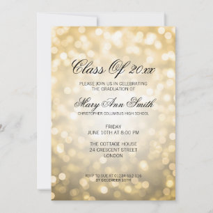Elegant Graduation Party Gold Glitter Lights Invitation