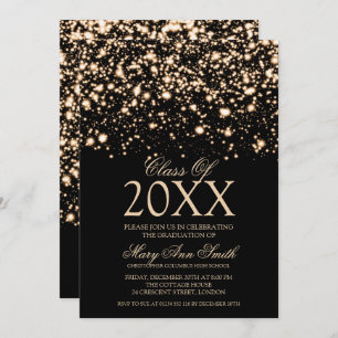 Elegant Graduation Party Gold Midnight Glam Invita Invitation