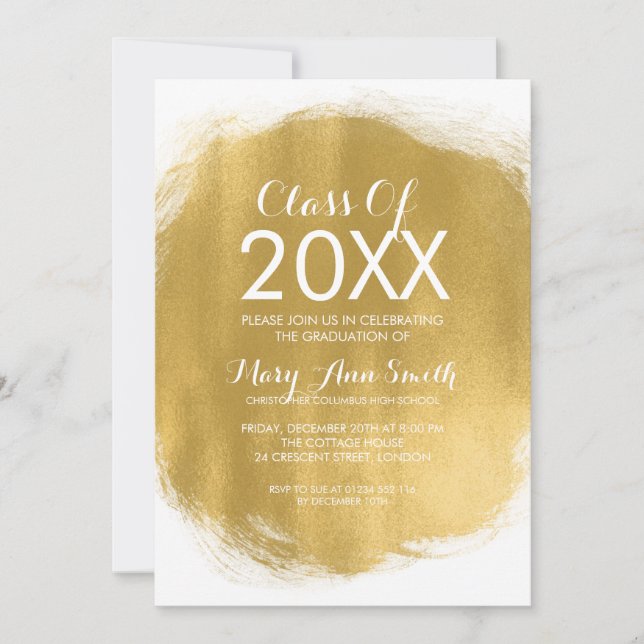 Elegant Graduation Party Gold Paint Look Invitation (Front)