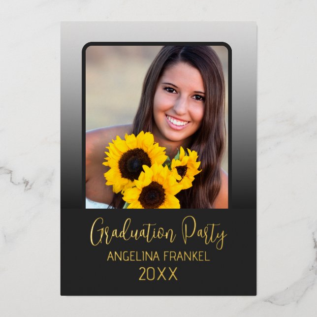 Elegant Graduation Party Photo Foil Invitation (Front)