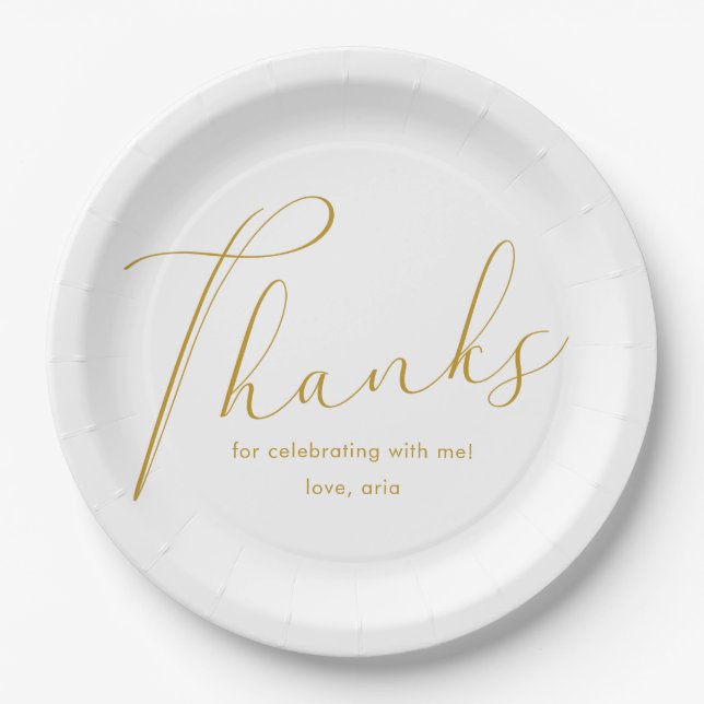 Elegant Graduation Party Thank You Script Paper Plate (Front)