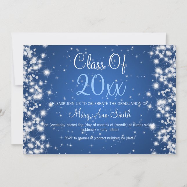 Elegant Graduation Party Winter Sparkle Blue Invitation (Front)