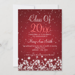 Elegant Graduation Party Winter Sparkle Red Invitation