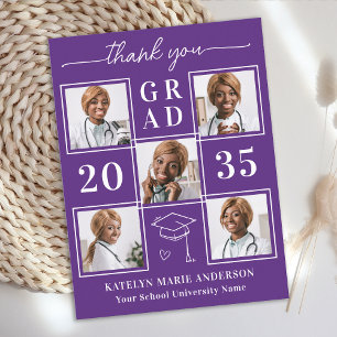 Elegant Graduation Personalised 6 Photo Thank You Postcard