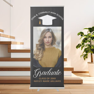 Elegant Graduation Photo 2025 Custom Black Party Retractable Banner