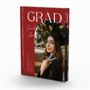 Elegant Graduation Photo Block with Name and Schoo