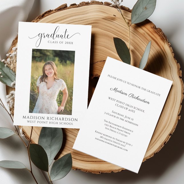 Elegant Graduation Photo Open House Invitation (Creator Uploaded)