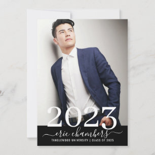 Elegant Graduation Photo Script Name Invitation