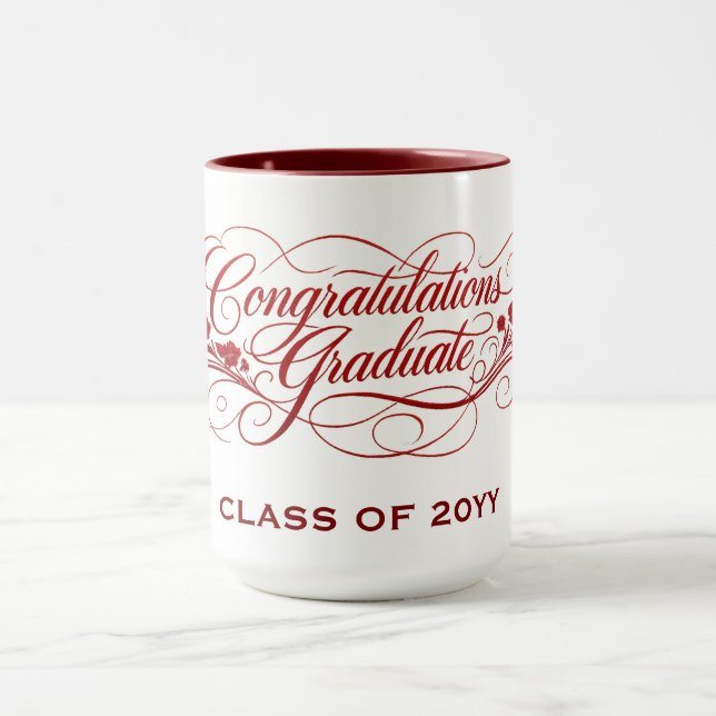 Elegant Graduation Script Design with Custom Year Mug (Center)
