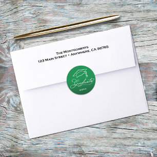 Elegant Graduation Script Green Envelope Seal