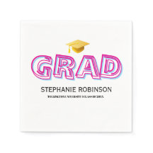 Elegant Graduation Tassel White Napkins