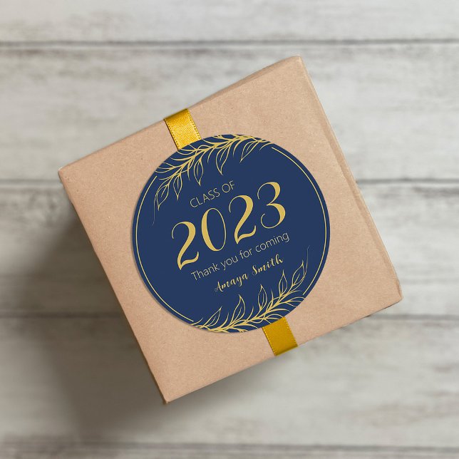 Elegant Graduation Thank You Round Sticker (Creator Uploaded)