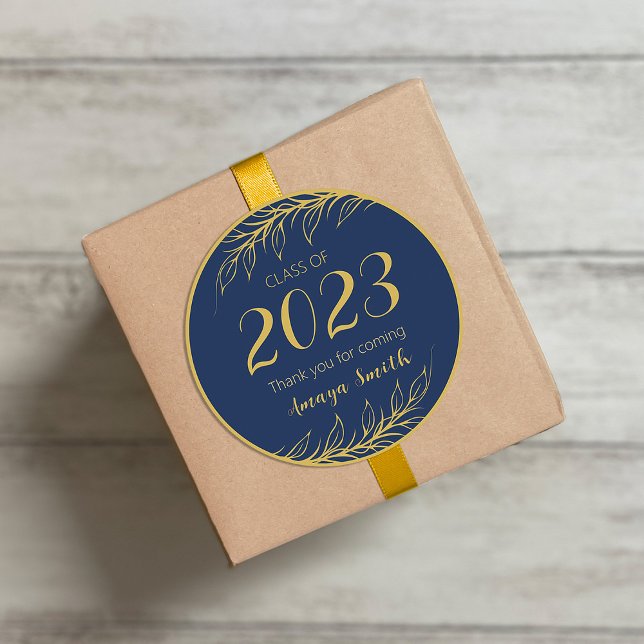 Elegant Graduation Thank You Round Sticker (Creator Uploaded)