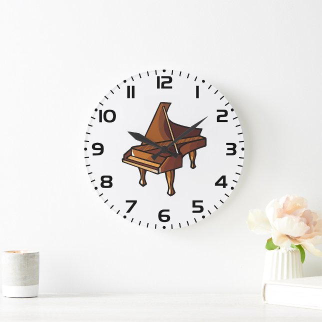 Elegant Grand Piano Music Lovers Design  Large Clock (Creator Uploaded)