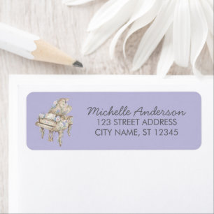Elegant Grand Piano with Flowers Return Address   