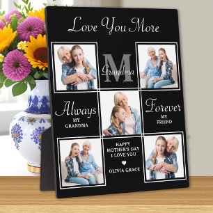 Elegant GRANDMA 5 Photo Collage Monogram Poem Plaque