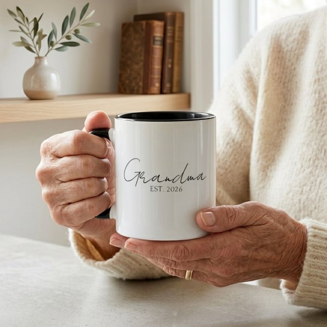 Elegant Grandma Est. Year Minimal Script Design Mug (Creator Uploaded)