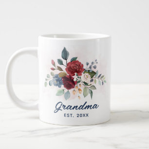 Elegant Grandma Floral Mothers Day Custom Large Coffee Mug