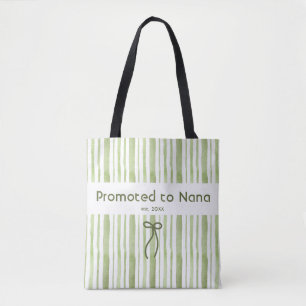 Elegant Grandmillennial Sage Green Retro Stripe Tote Bag