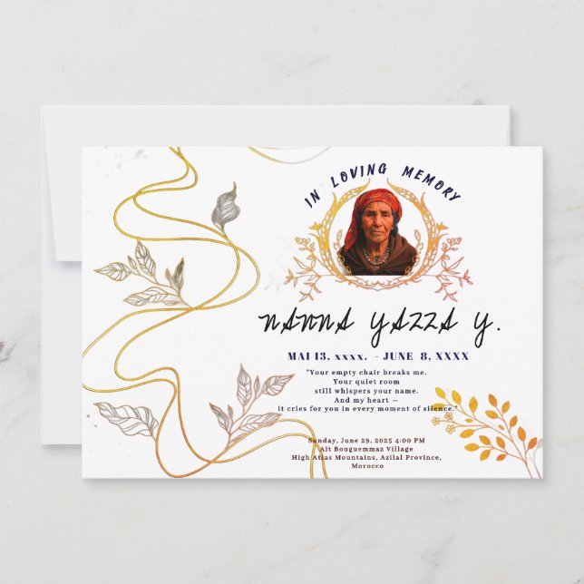 Elegant  Grandmother Memorial Card – Custom Photo  (Front)