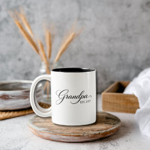 Elegant Grandpa EST  Personalized Two-Tone Coffee Mug