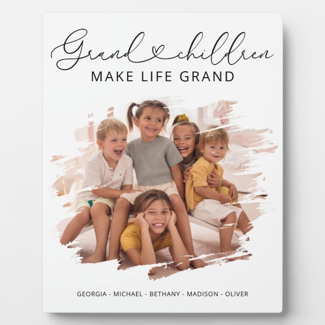 Elegant Grandparents Grandchildren Photo Plaque (Front)
