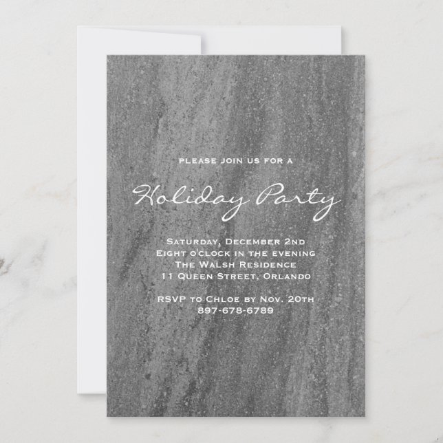 Elegant Granite Holiday Party Invitation (Front)