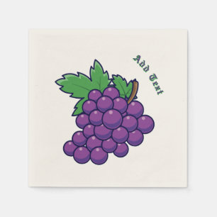 Elegant Grape Cluster Beverage Tissues Add Text Napkin