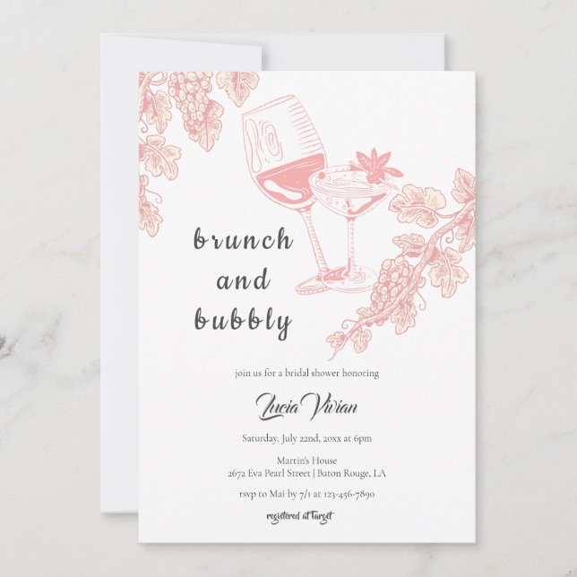 Elegant Grape Fruits Champagne Bridal Shower Invitation (Front)