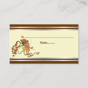 Elegant grape vine, fall leaves wedding place card