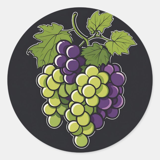 Elegant Grapes Minimalist Classic Round Sticker (Front)