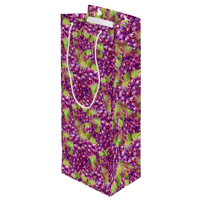 Elegant Grapes Paper Wine Tote Wine Gift Bag (Back Angled)