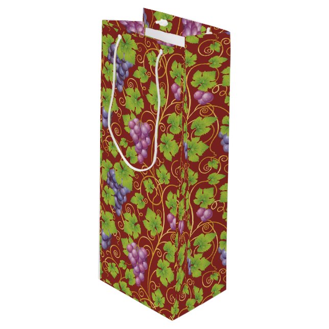 Elegant Grapes Paper Wine Tote Wine Gift Bag (Front Angled)