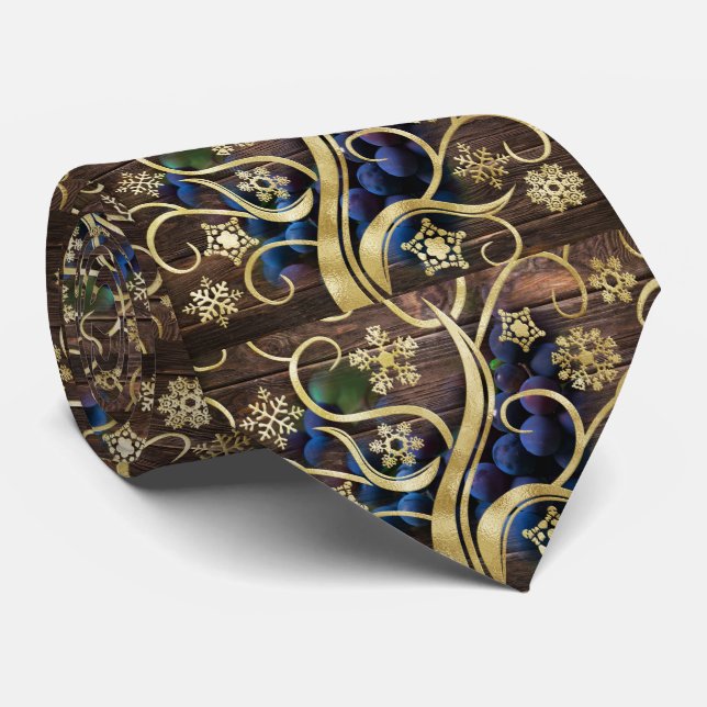 Elegant Grapes With Gold Pattern Tie (Rolled)