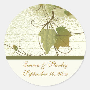 Elegant grapevine fall wedding Save the Date Classic Round Sticker
