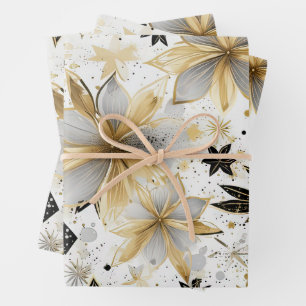 Elegant Graphic Starburst Motif Wrapping Paper Sheet