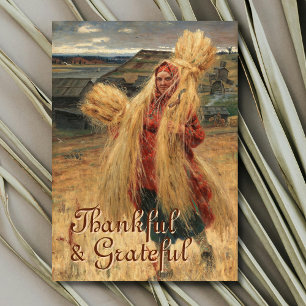 Elegant Grateful and Thankful After the Hay Harves Holiday Card
