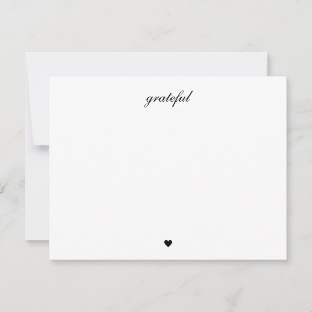 Elegant Grateful Heart Simple Script Old Money Thank You Card (Front)