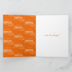Elegant Grateful Thanksgiving Autumn Orange Card
