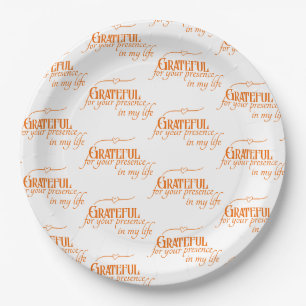 Elegant Grateful Thanksgiving Autumn Typography Paper Plate
