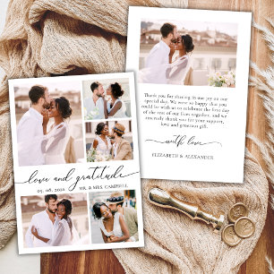  Elegant Gratitude Script 6 Photo Collage Wedding  Thank You Card