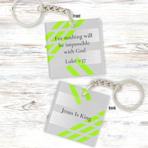 Elegant Gray and Green Abstract – Luke Bible Verse Key Ring
