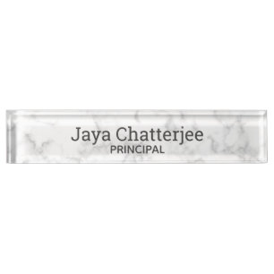 Elegant Gray and Pink Marble Nameplate