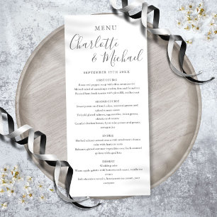 Elegant Gray And White Signature Wedding Menu