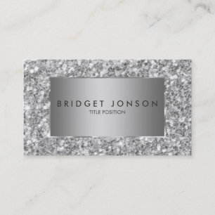 Elegant Gray And White Sparkling Glitter Pattern Business Card