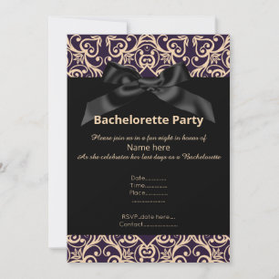 ELEGANT GRAY BLACK BOW BACHELORETTE INVITE